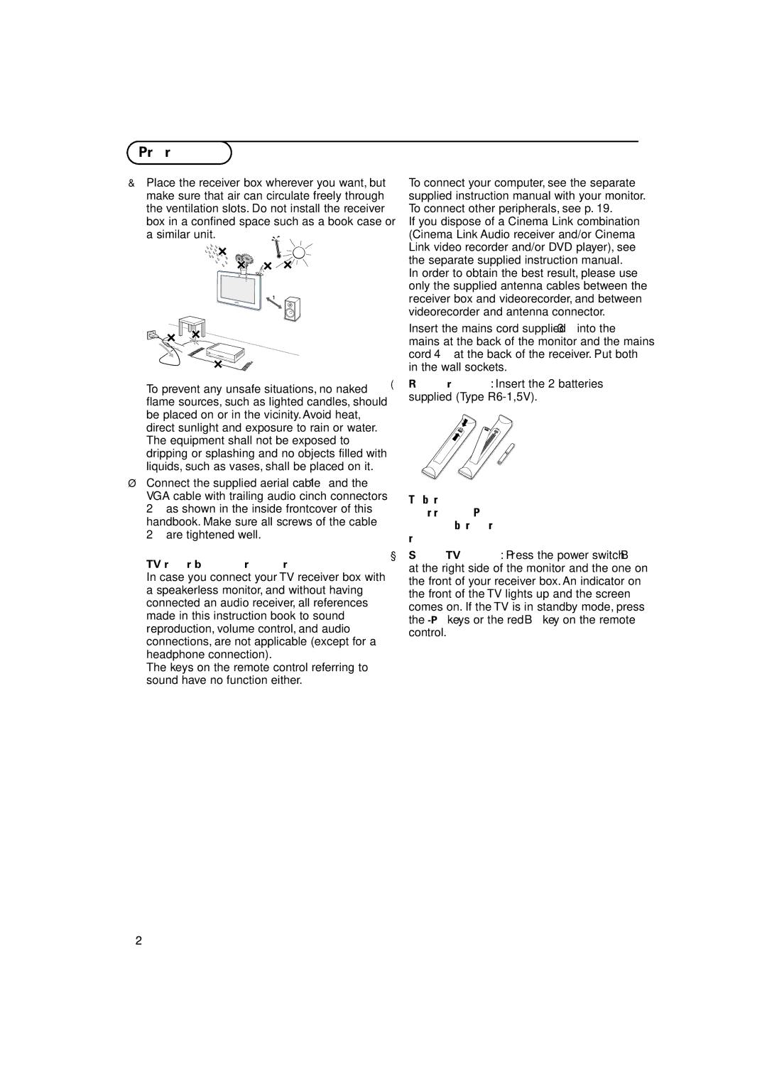 Philips FTR 9965/12 manual Preparation 