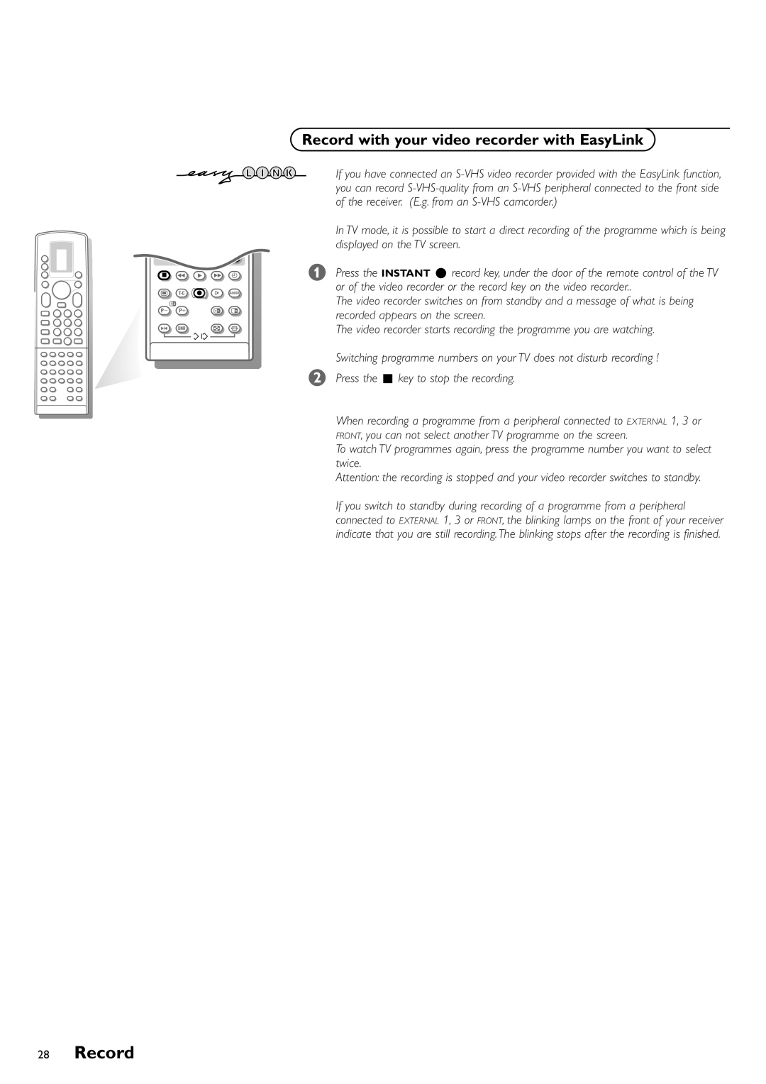 Philips FTR9952/12 manual Record with your video recorder with EasyLink 