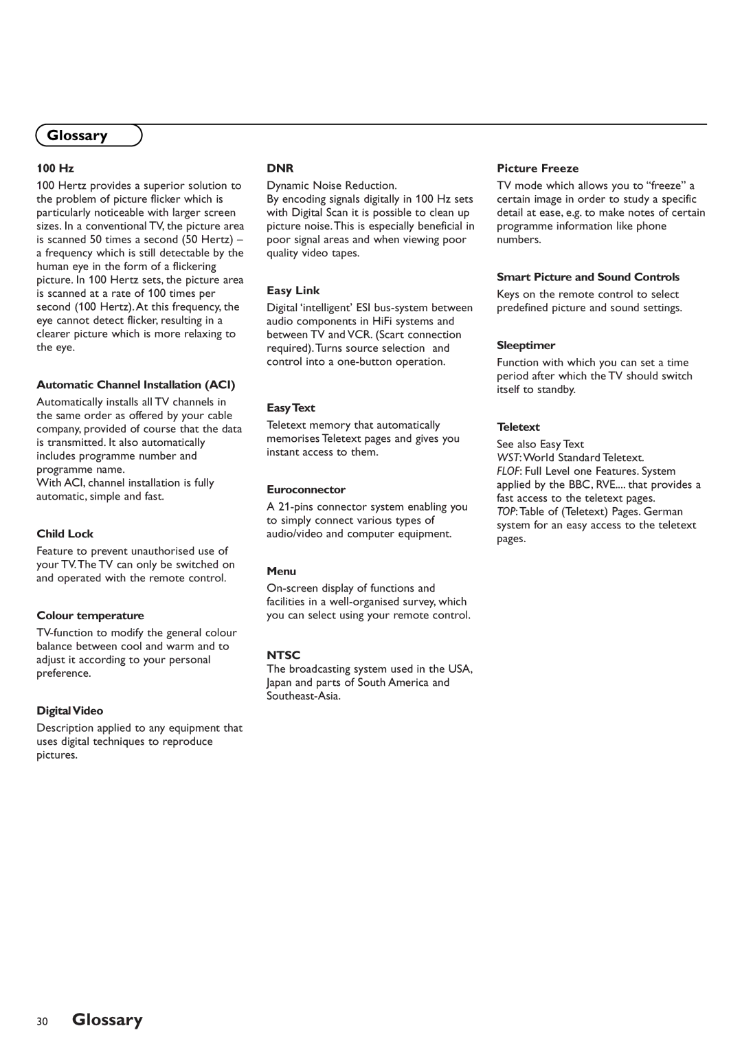 Philips FTR9952/12 manual Glossary 