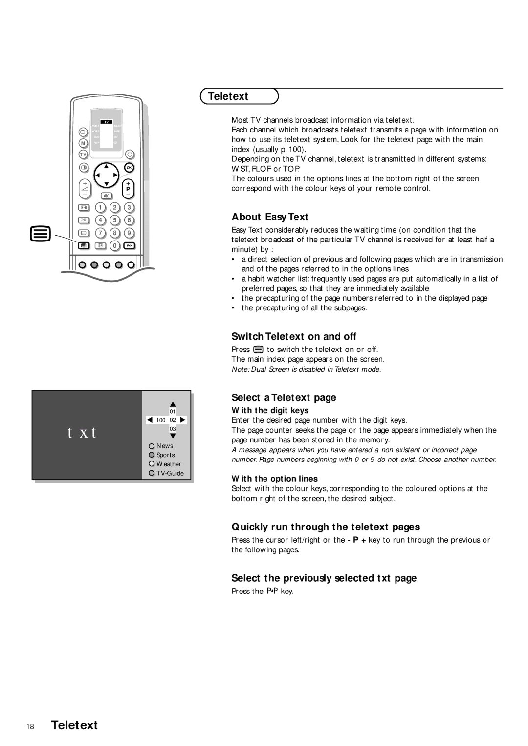 Philips FTR9952/19S manual Teletext, With the digit keys, With the option lines, Press the 0 key 