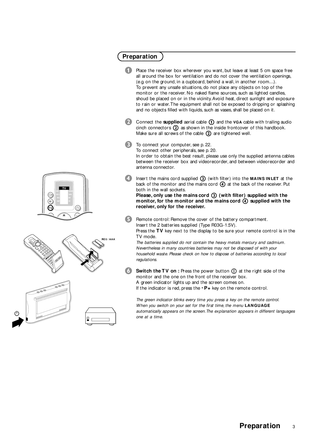 Philips FTR9952/19S manual Preparation, Both in the wall sockets 