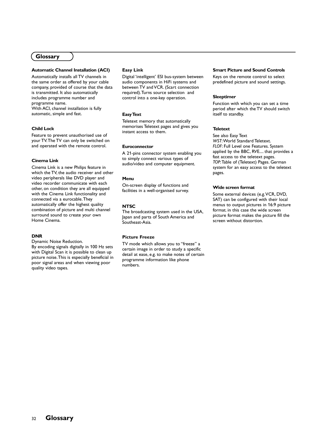 Philips FTR9955/12 manual Glossary 