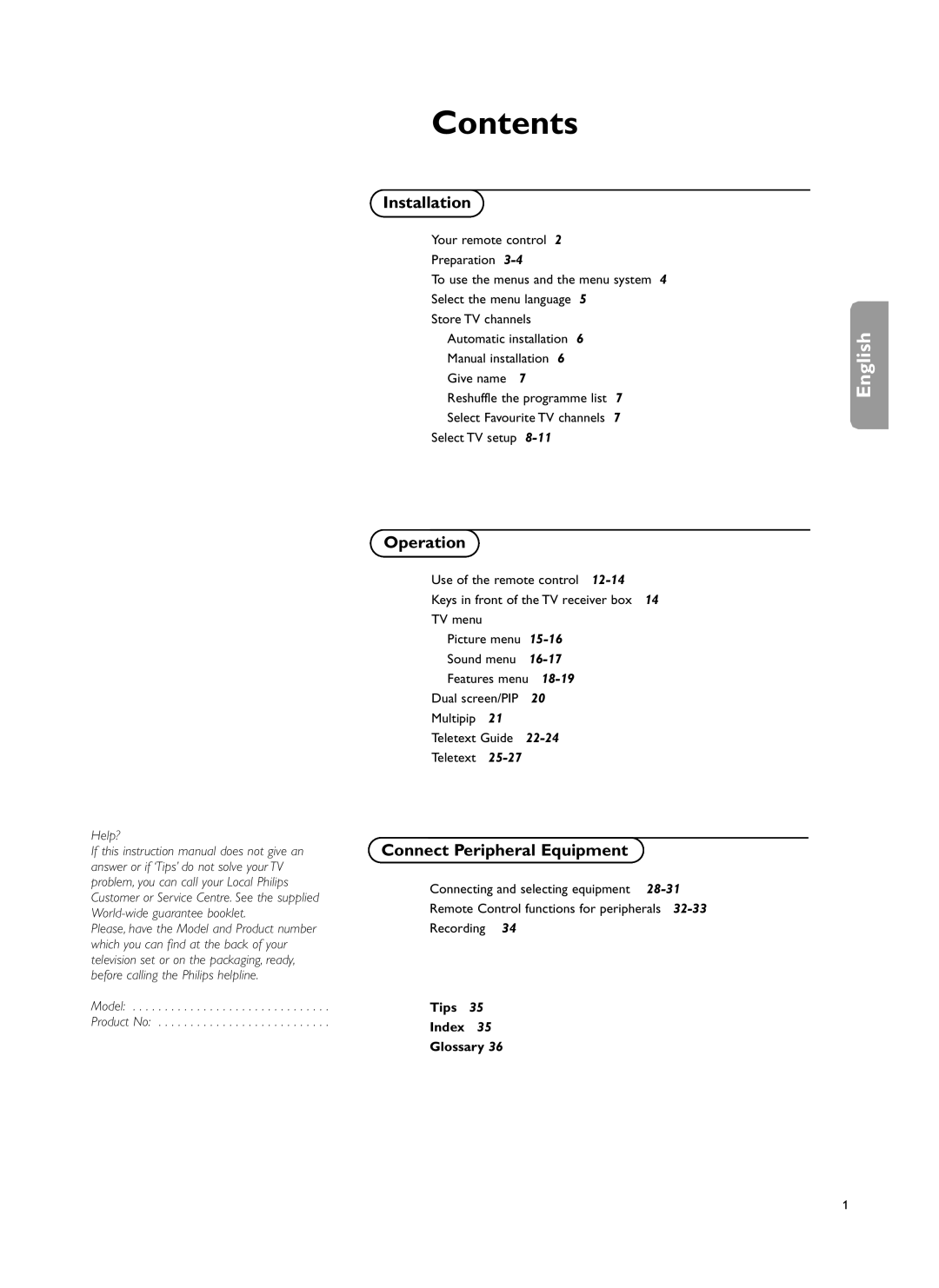 Philips FTR9964/69S manual Contents 