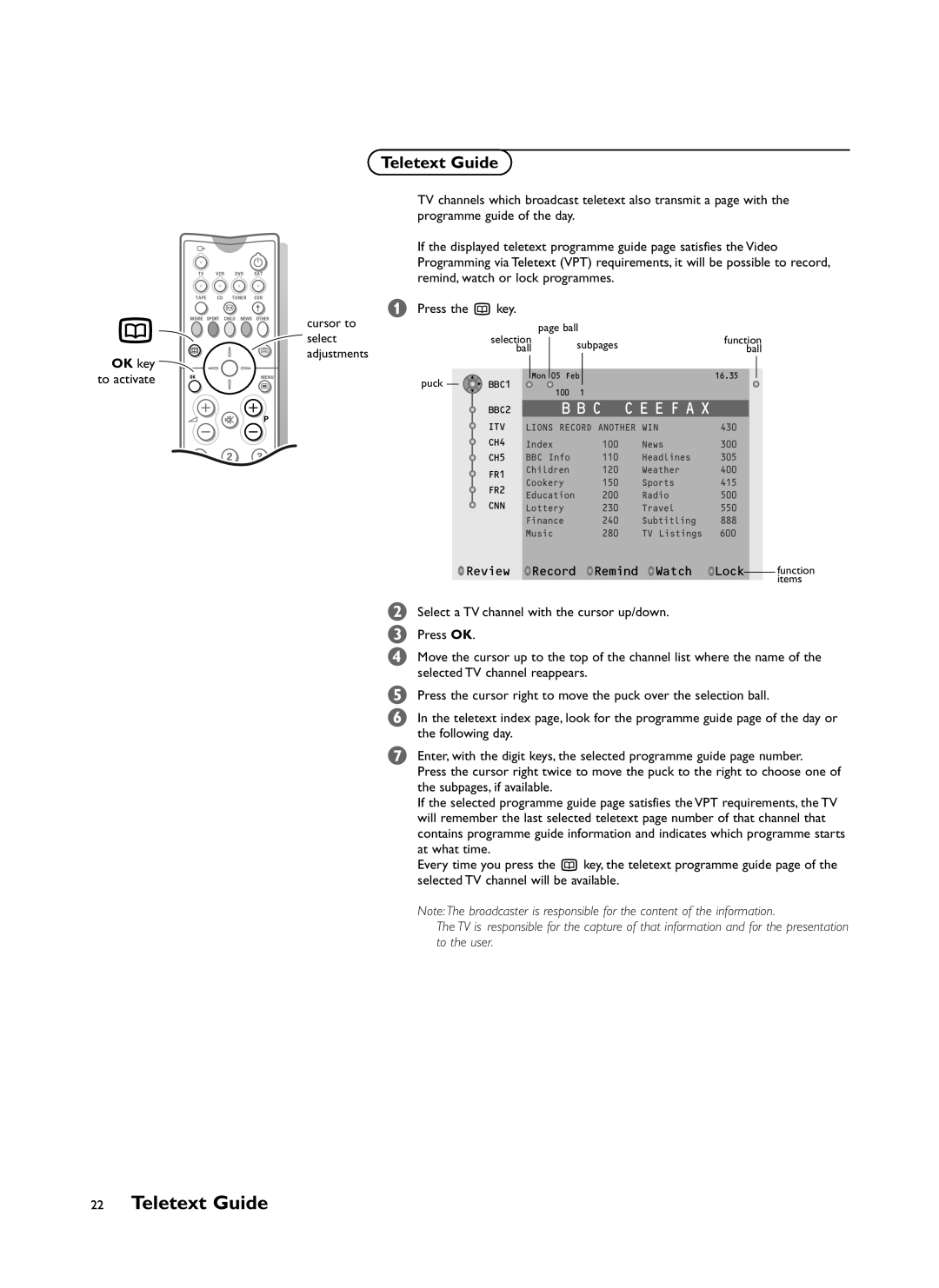 Philips FTR9964/69S manual Teletext Guide 