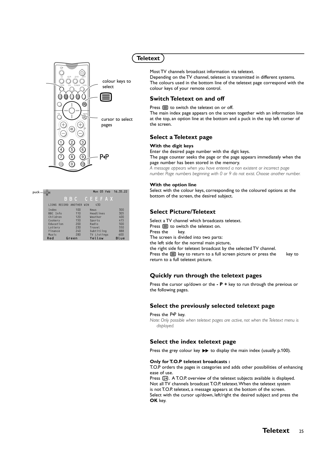 Philips FTR9964/69S manual Teletext 