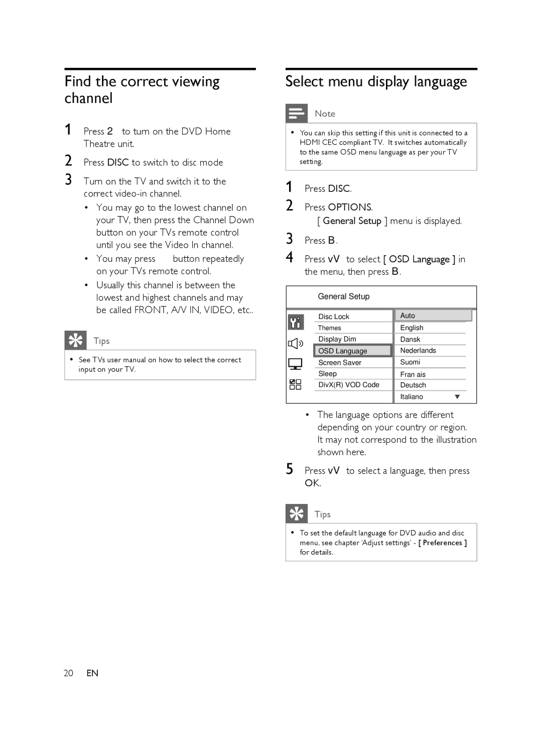 Philips 848390207, FTS6000/12 manual Find the correct viewing channel 