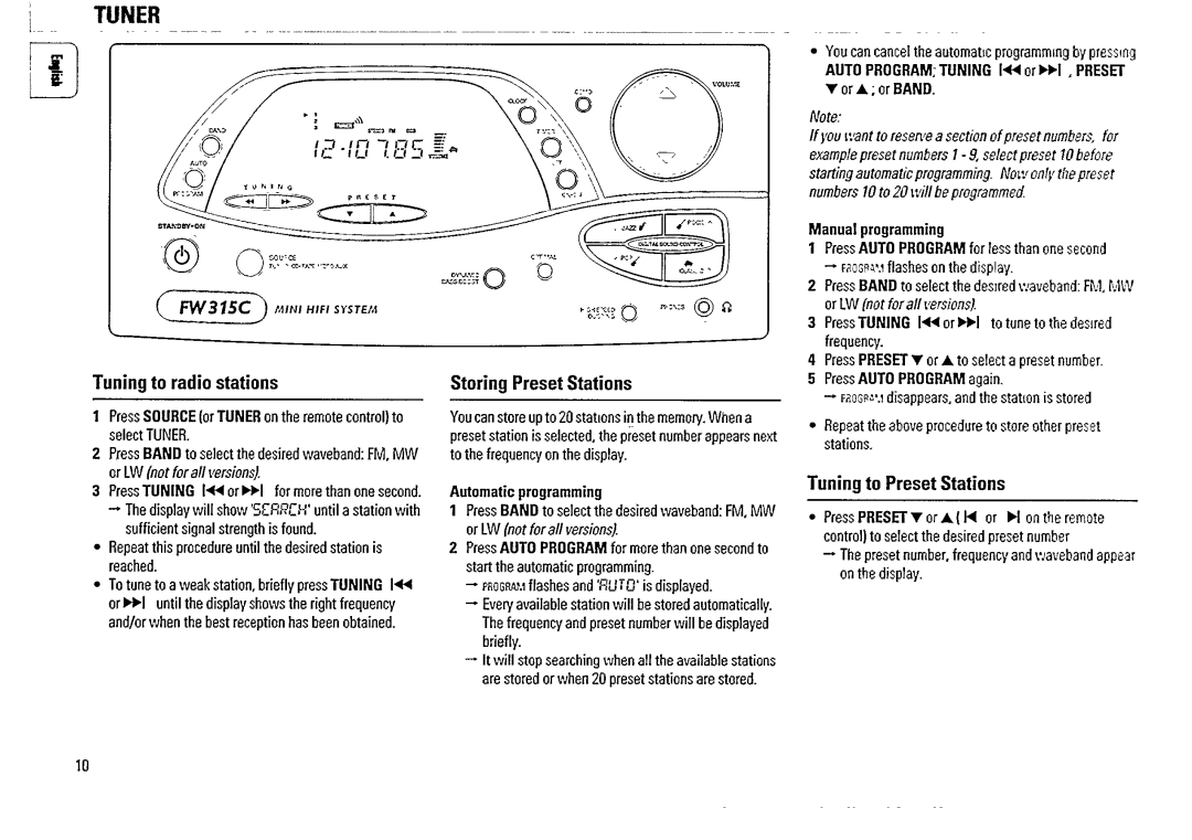 Philips FW 315C manual 