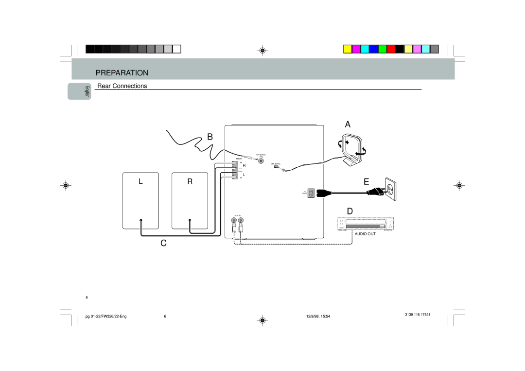 Philips FW 326, FW 325, FW 306 manual Preparation, Rear Connections 