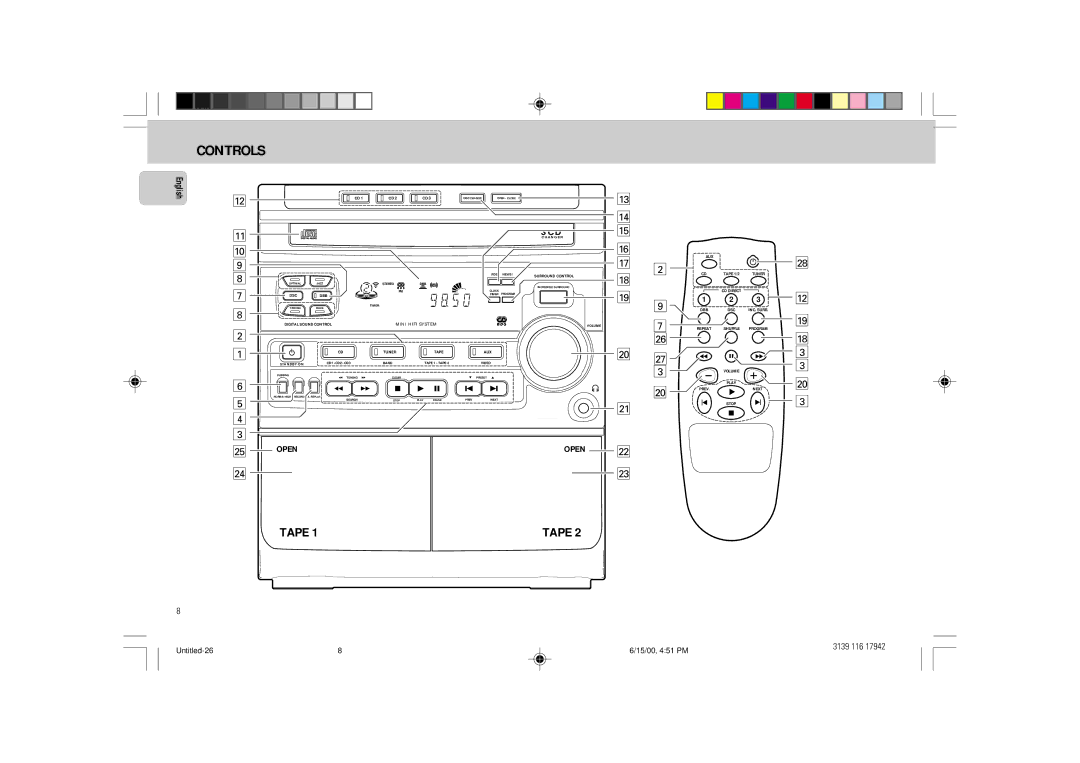 Philips FW 358C manual Controls, FW 318C Mini Hifi System 