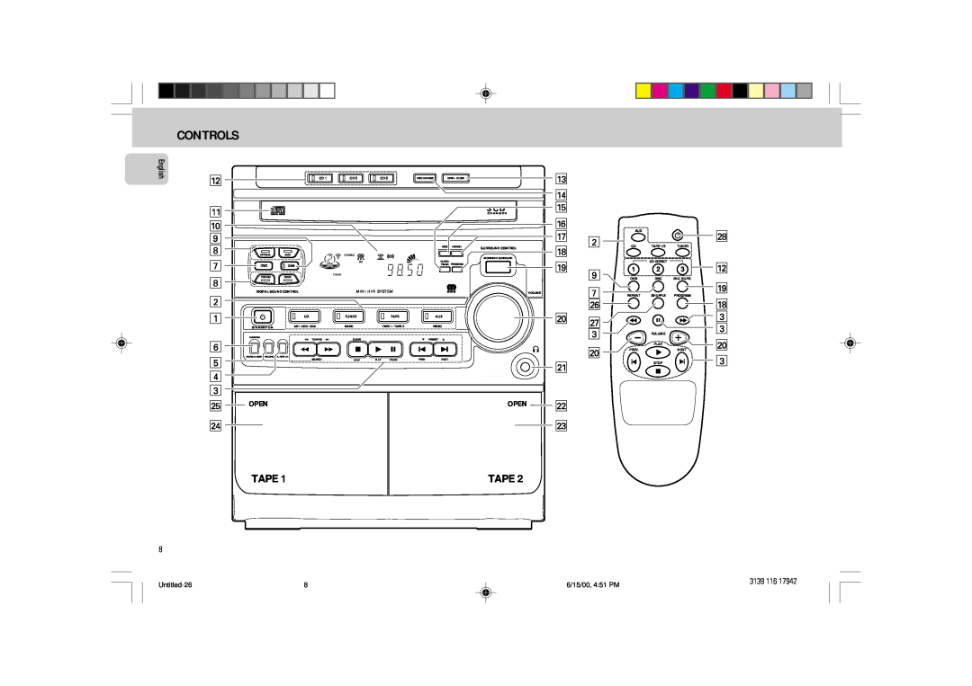 Philips FW 358C manual Controls 