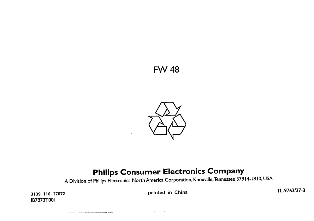 Philips FW 48 manual 