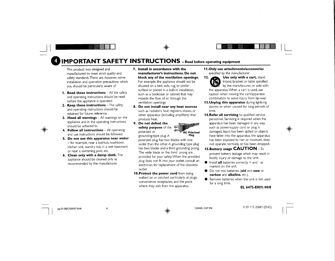 Philips FW-C100 manual 