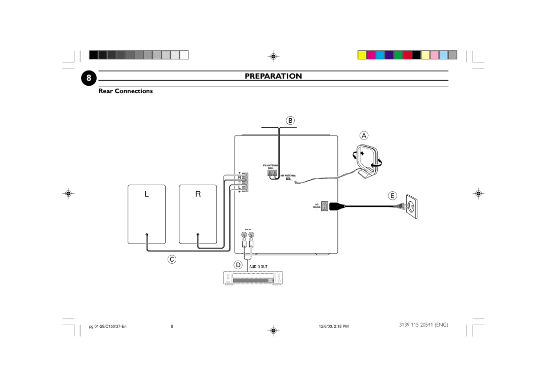 Philips FW-C150 manual Preparation, Rear Connections 