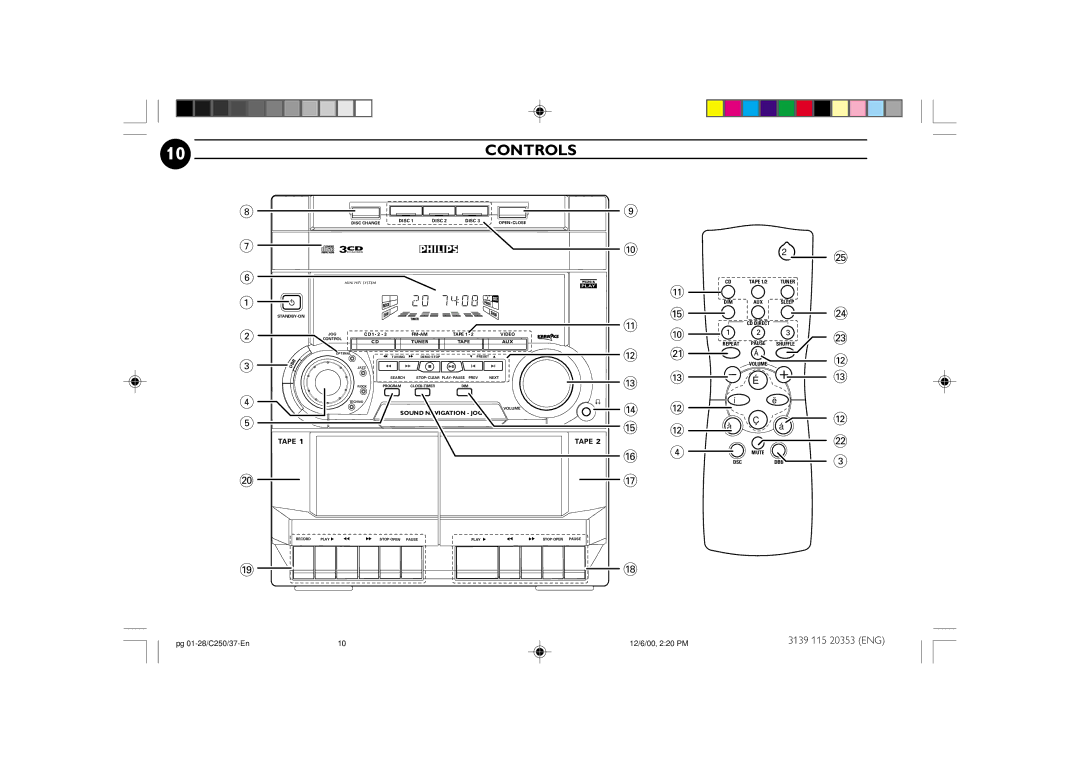 Philips FW-C250 manual Controls, Tape 