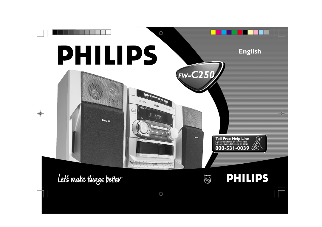 Philips FW-C250 manual English, Toll Free Help Line, pg 01-28/C250/37-En, 12/6/00, 2 20 PM 