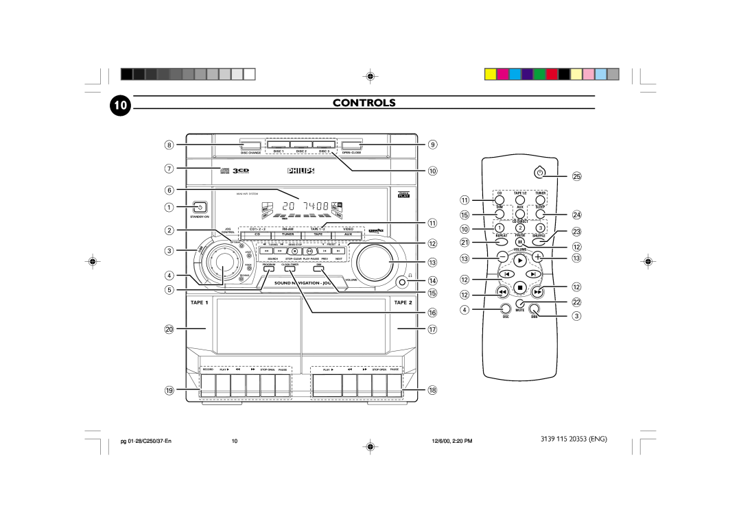 Philips FW-C250 Controls, @¡ Å, ∞ ≤ £ @ # @, ## É, pg 01-28/C250/37-En, 12/6/00, 2 20 PM, Tape, Sound Navigation - Jog 