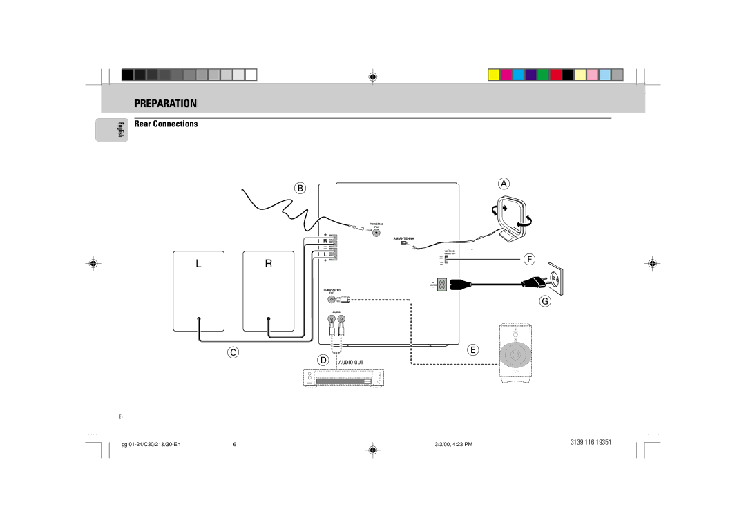 Philips FW-C30/21 manual Preparation, Rear Connections 