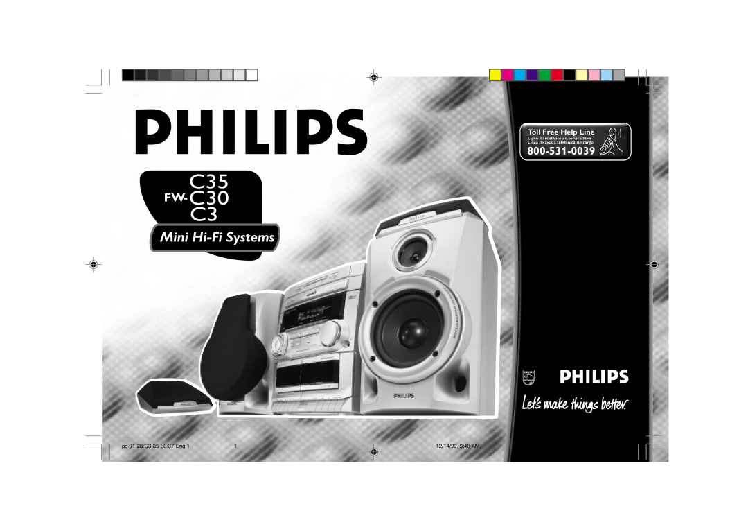 Philips FW-C30, FW-C35 manual MiniavecHiChangeur-FiSystemsde 3 CD, Toll Free Help Line, pg 01-28/C3-35-30/37-Eng1 