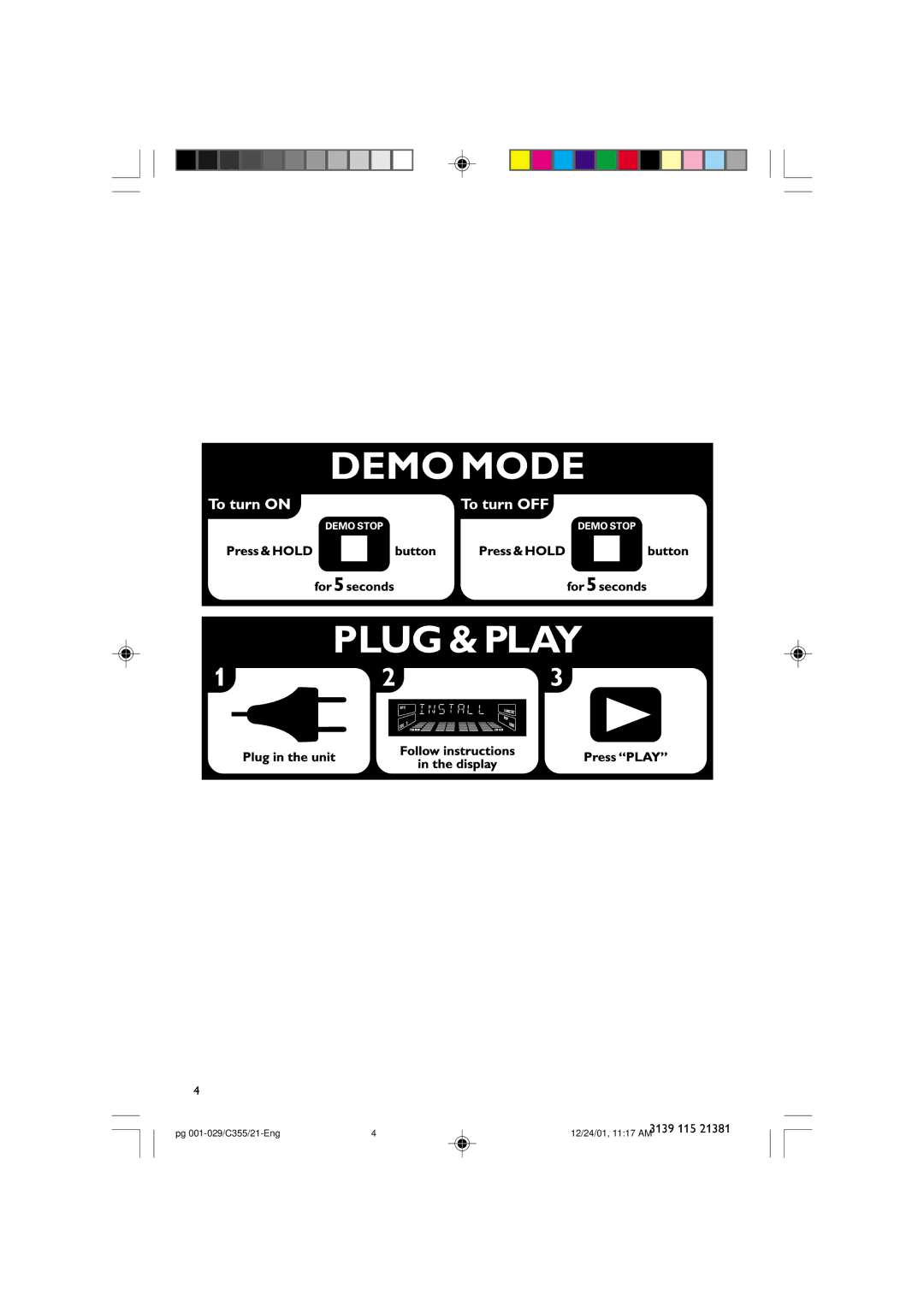 Philips FW-C355 manual Pg 001-029/C355/21-Eng 