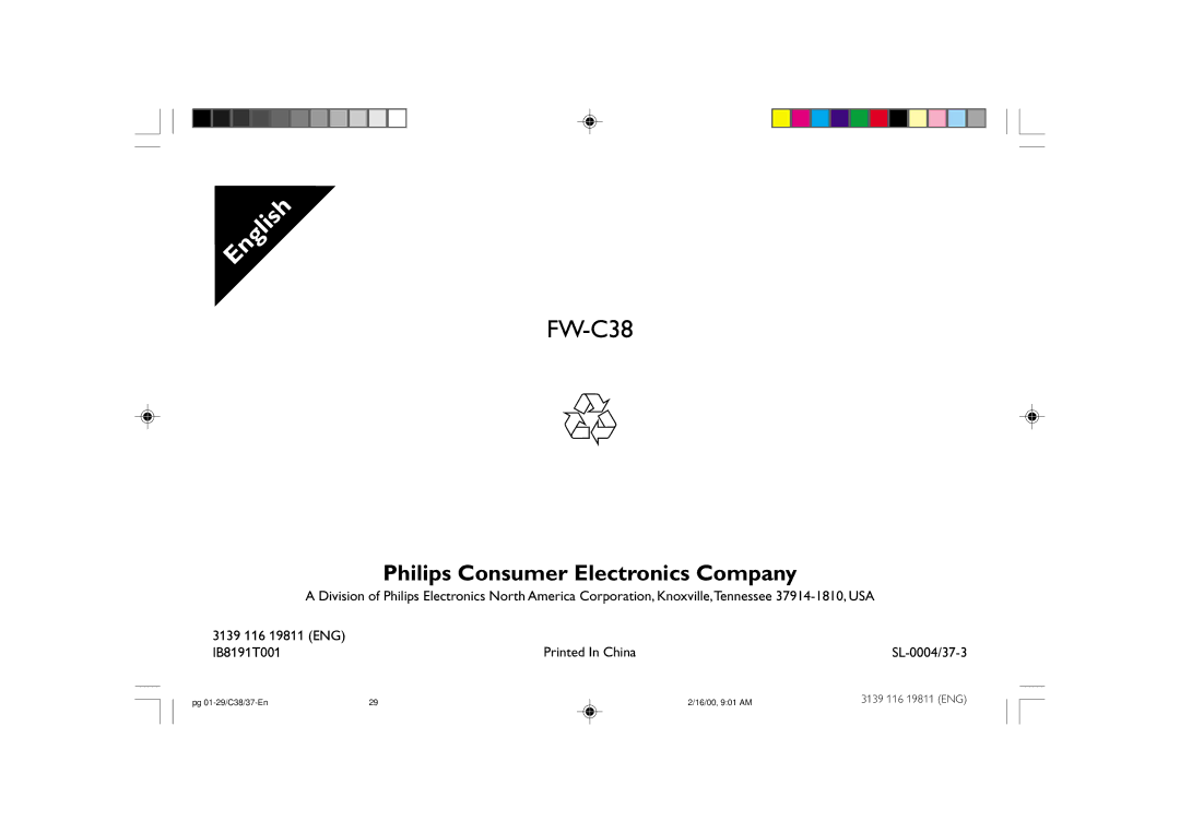 Philips FW-C38C/37 manual 