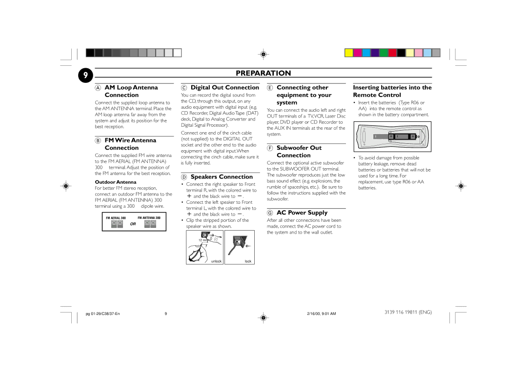 Philips FW-C38C/37 manual Preparation 