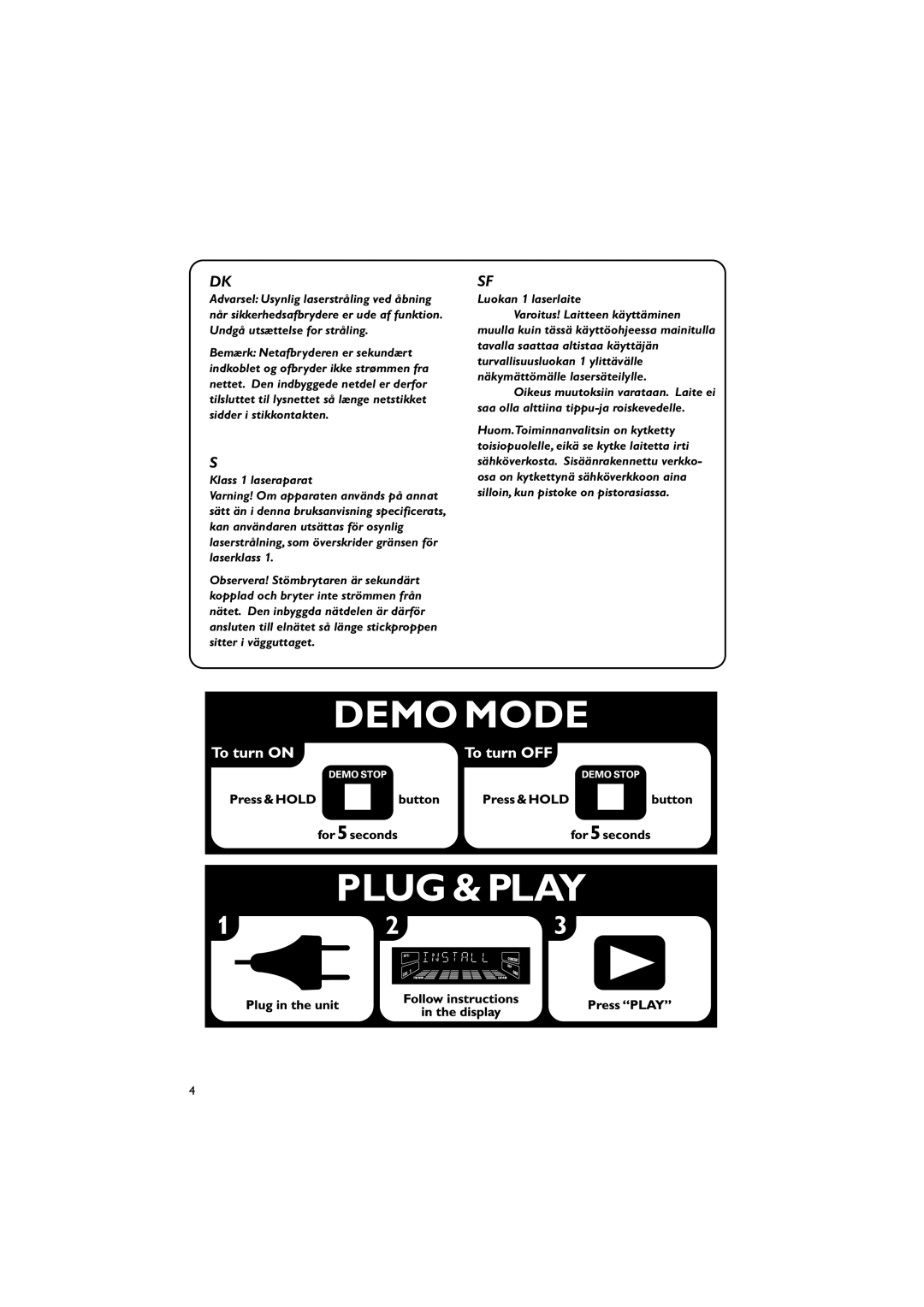 Philips FW-C390 manual Klass 1 laseraparat 