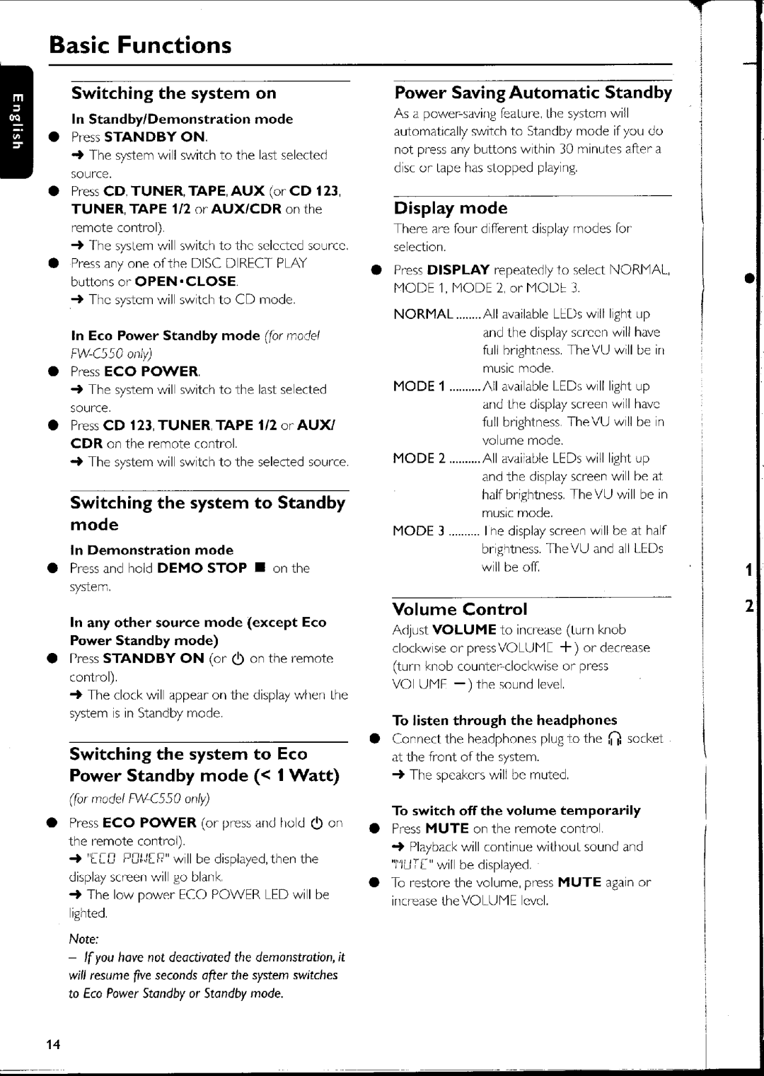 Philips FW-C500 manual 