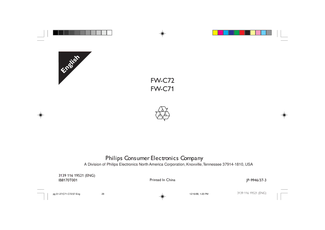 Philips manual FW-C72 FW-C71 