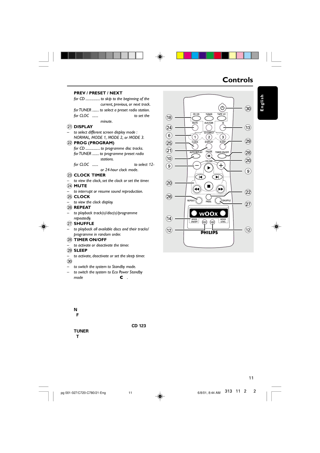 Philips FW-C780, FW-C720 manual Controls 