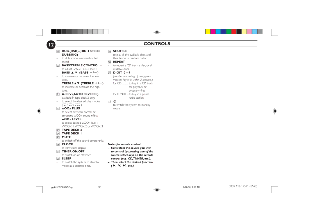 Philips FW-C85 manual WOOx Plus, Digit 0 