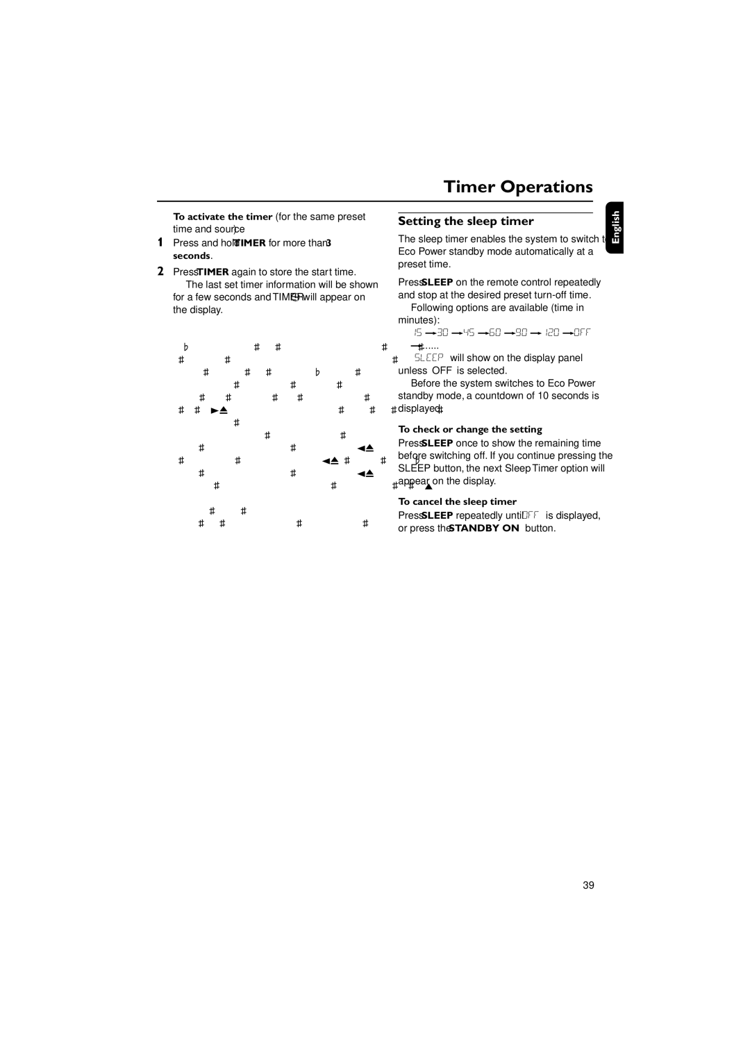 Philips FW-D550 manual Timer Operations, Setting the sleep timer, To activate the timer for the same preset 