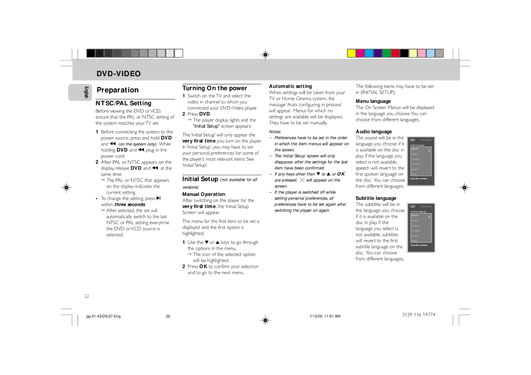 Philips FW-D5D manual Turning On the power 