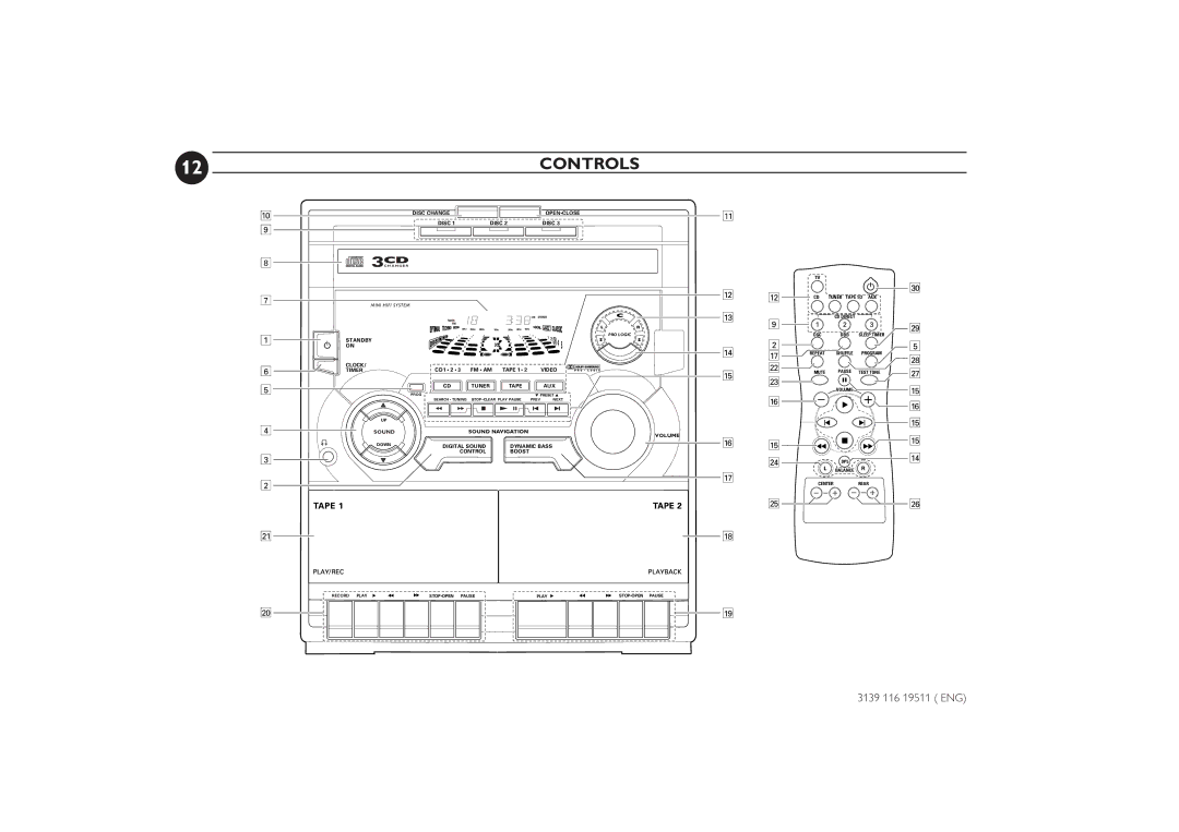 Philips FW-P73 manual Controls, 3CD 