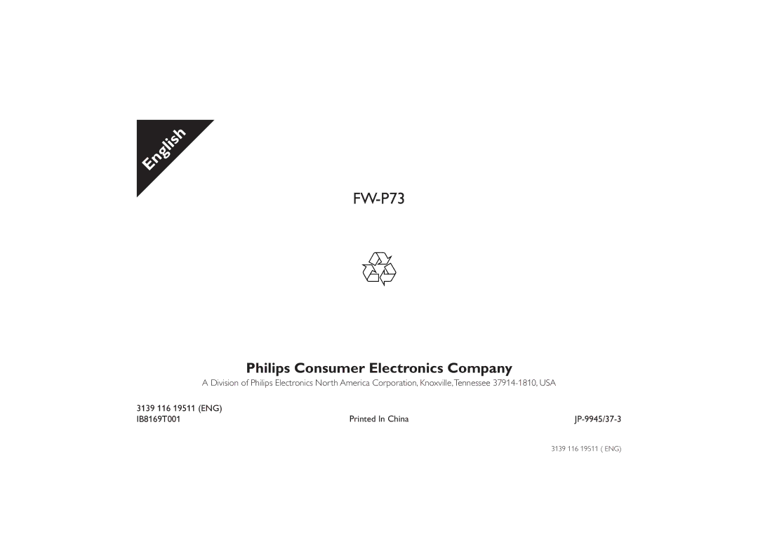 Philips FW-P73 manual JP-9945/37-3 