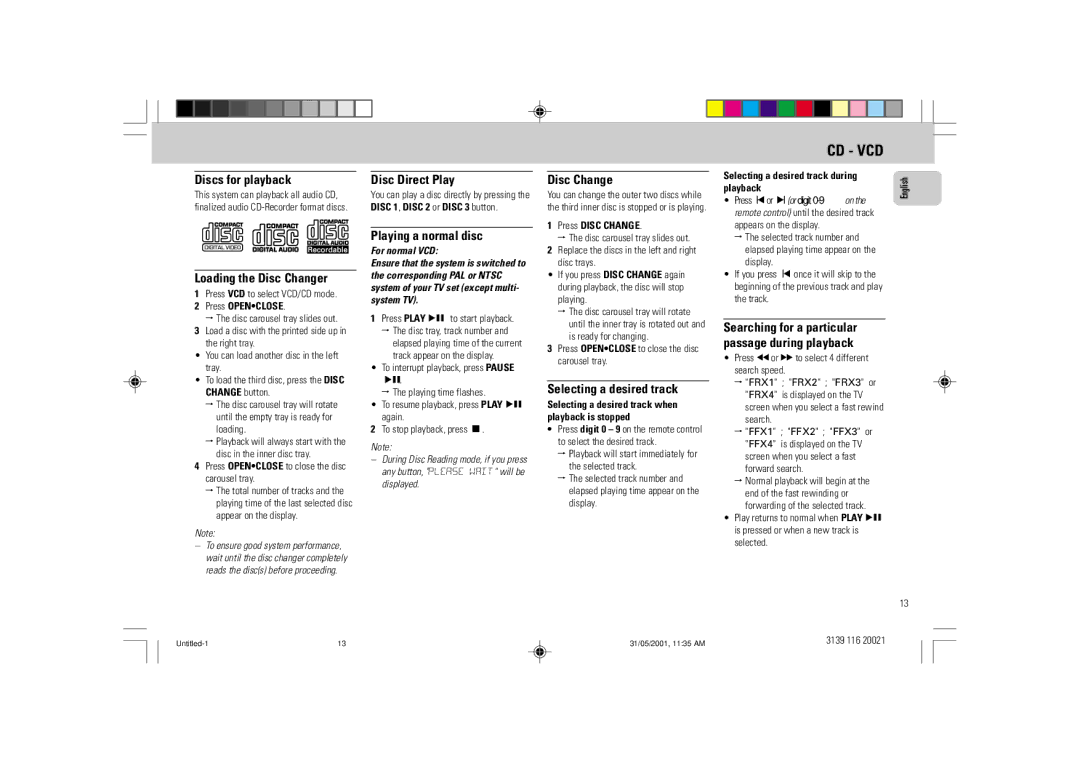 Philips FW-V28 manual Cd Vcd 