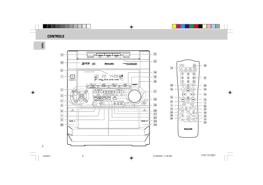 Philips FW-V28 manual Controls, Vcd 