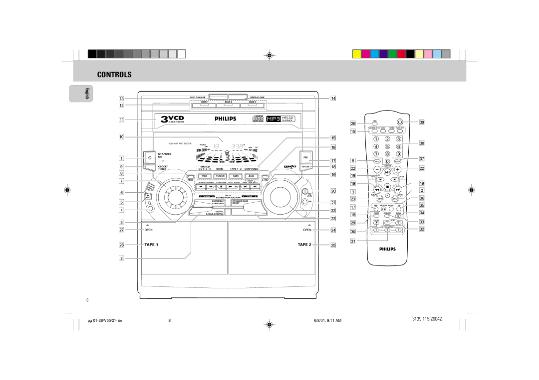 Philips FW-V55 manual Controls, Vcd 