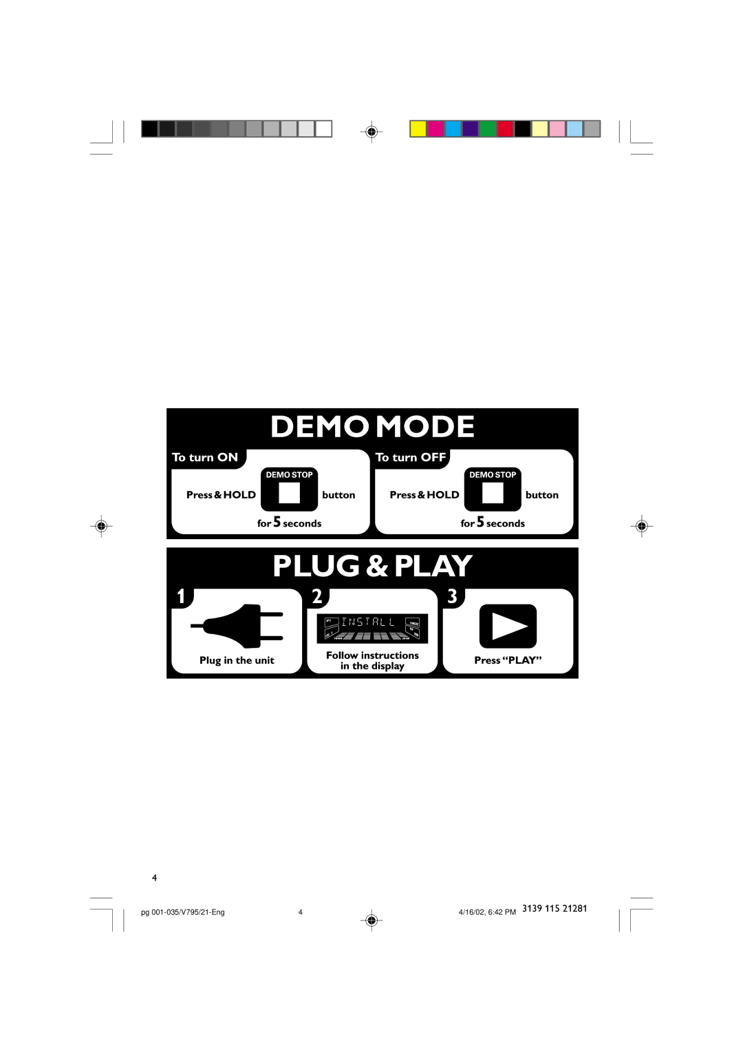 Philips FW-V795 manual Pg 001-035/V795/21-Eng 16/02, 642 PM 3139 115 