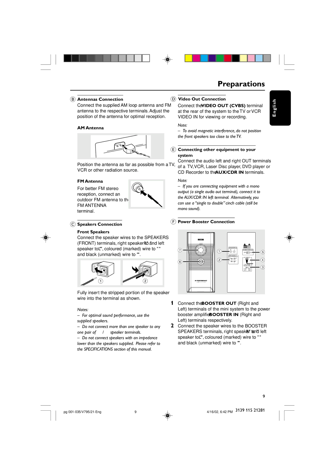 Philips FW-V795 manual Preparations 