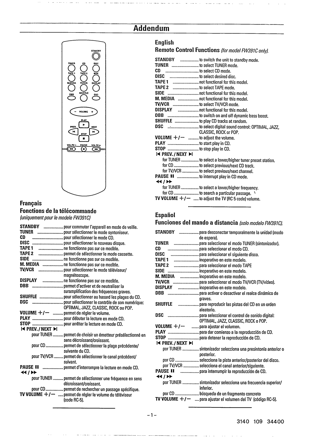 Philips FW391C manual 