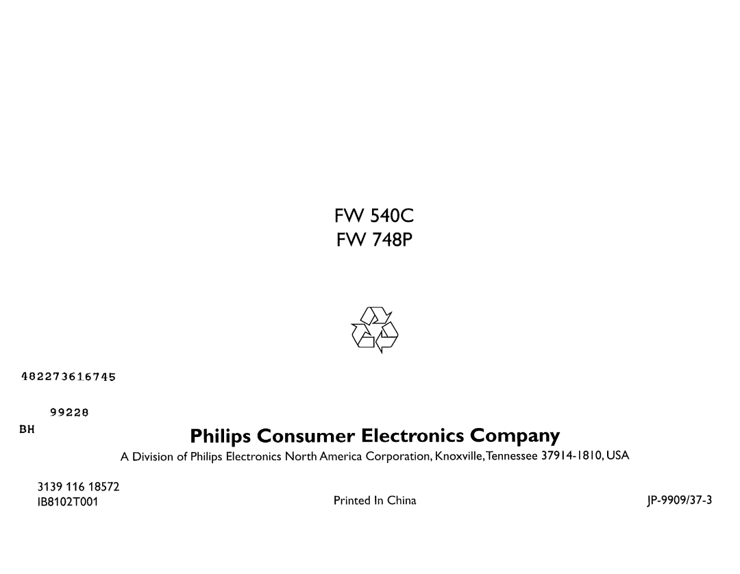 Philips FW540C, FW748C manual 