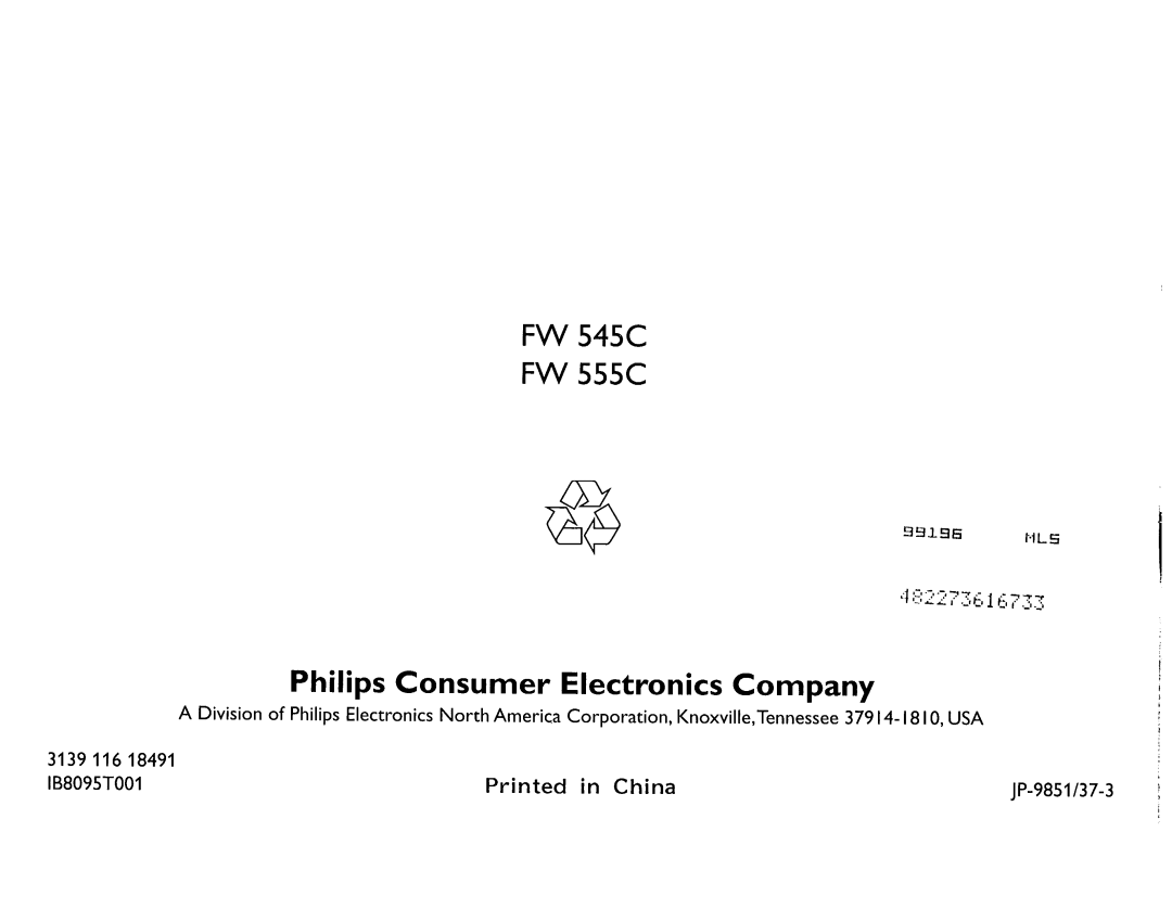 Philips FW545C, FW555C manual 