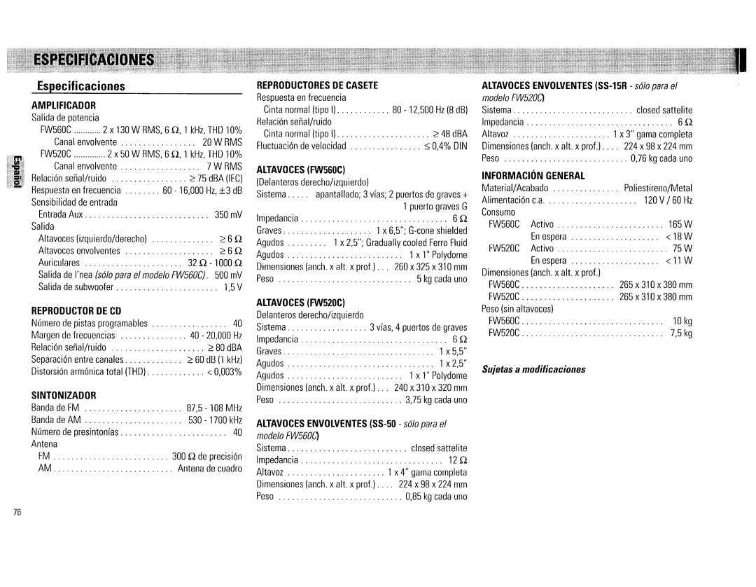 Philips FW560C, FW520C manual 