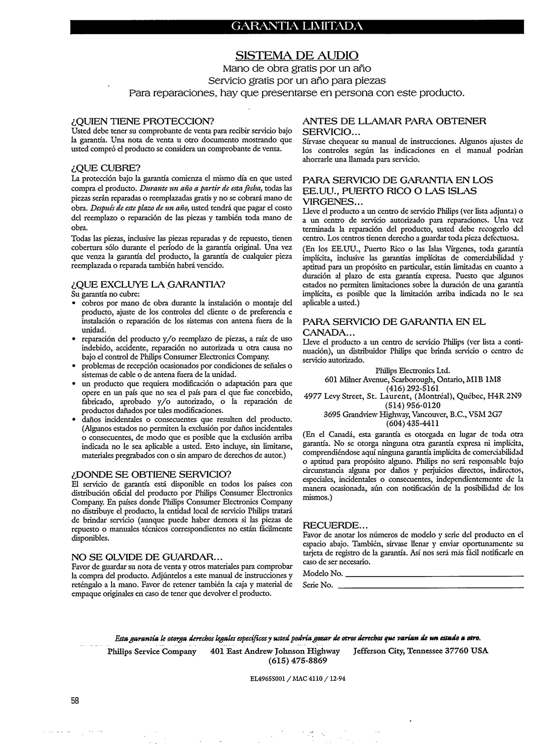 Philips FW620C manual 