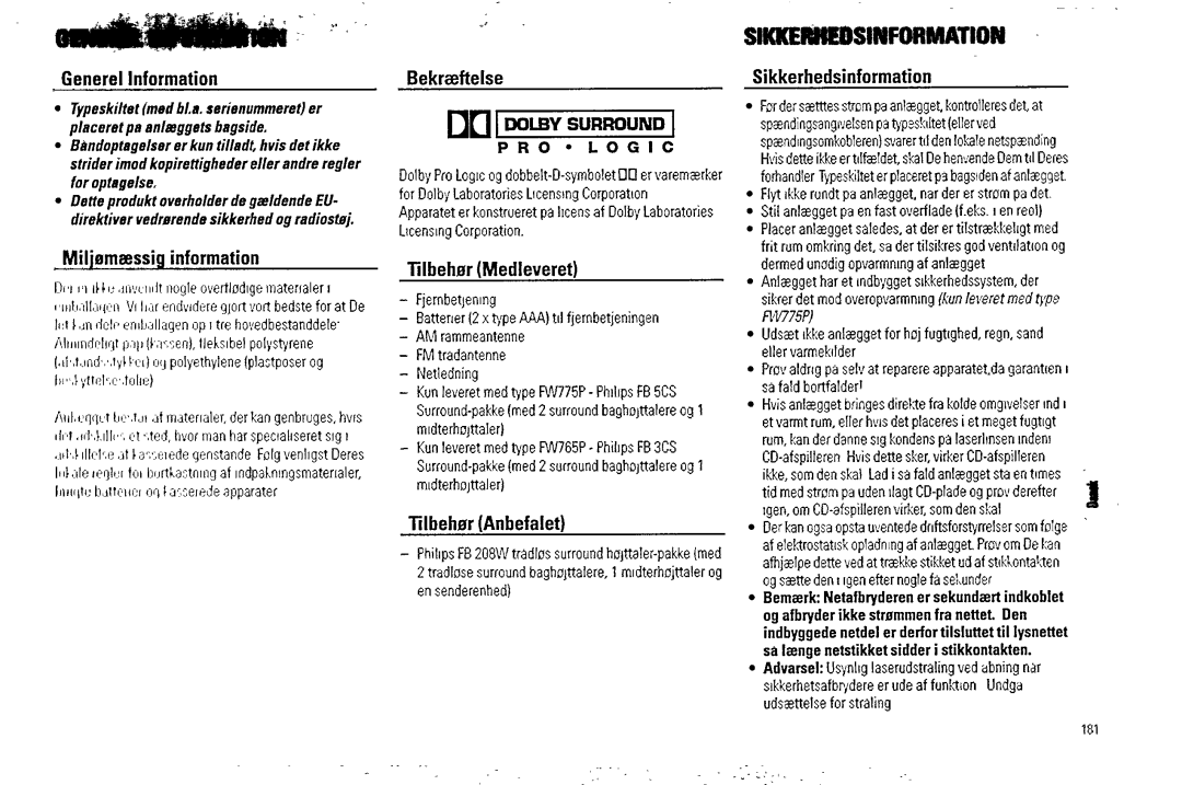 Philips FW765P, FW775P manual 