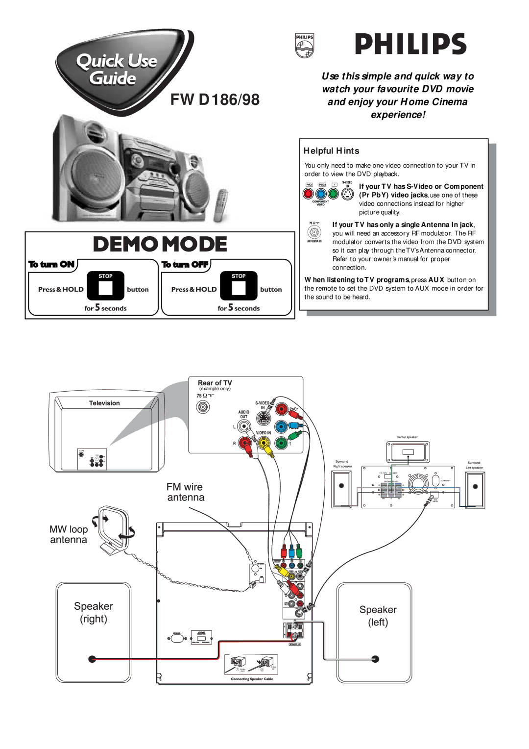 Philips FWD186/98 owner manual Helpful Hints 