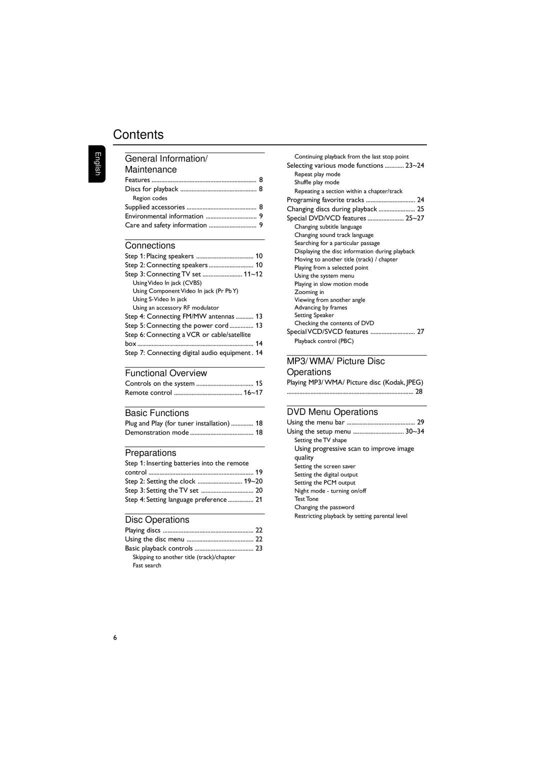 Philips FWD39/ 21 manual Contents 