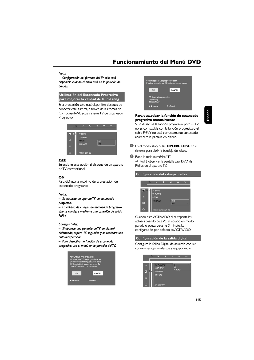 Philips FWD39 Utilización del Escaneado Progresivo, para mejorar la calidad de la imágeng, Consejos útiles, Notas 