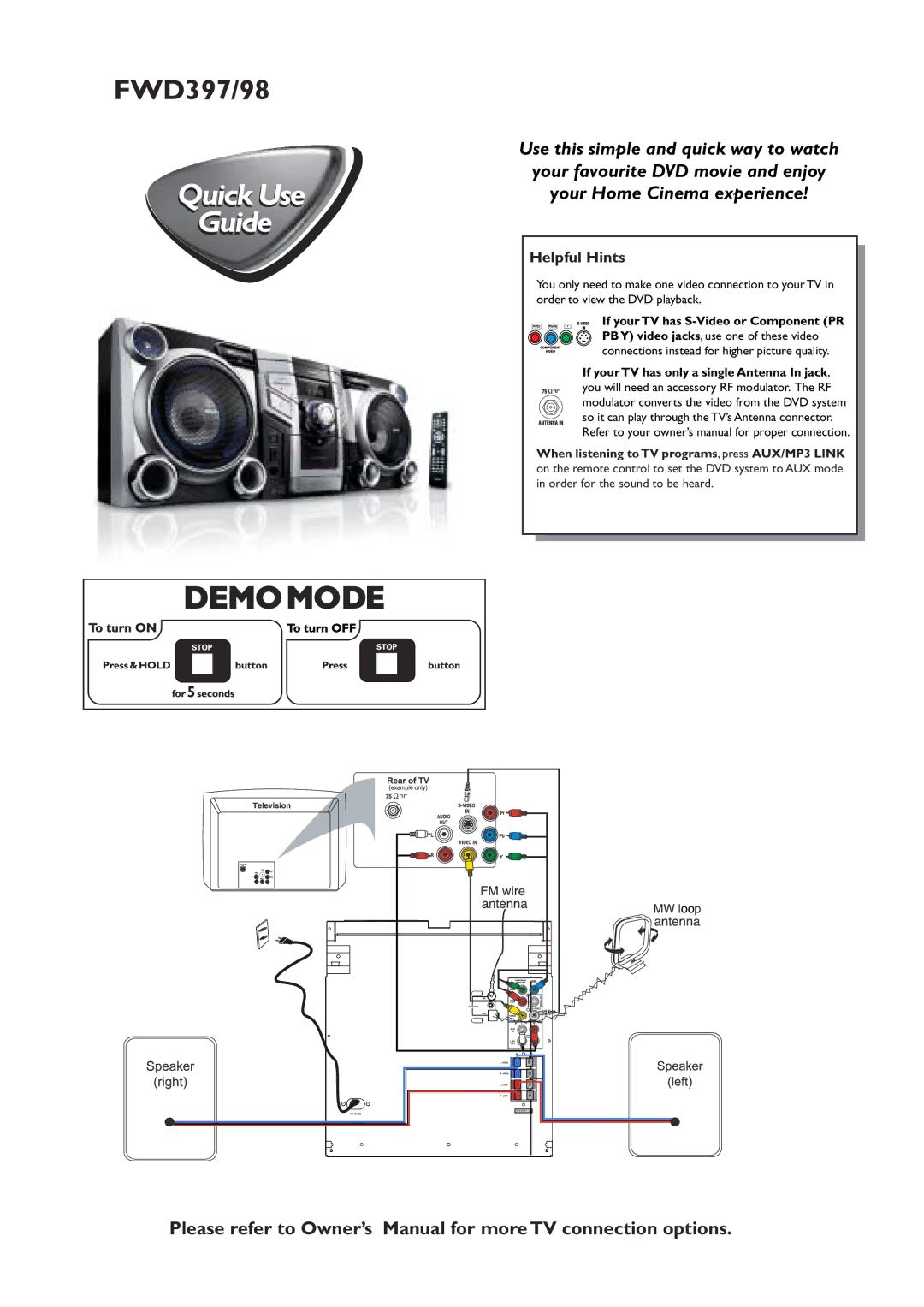 Philips FWD397/98 owner manual Helpful Hints 