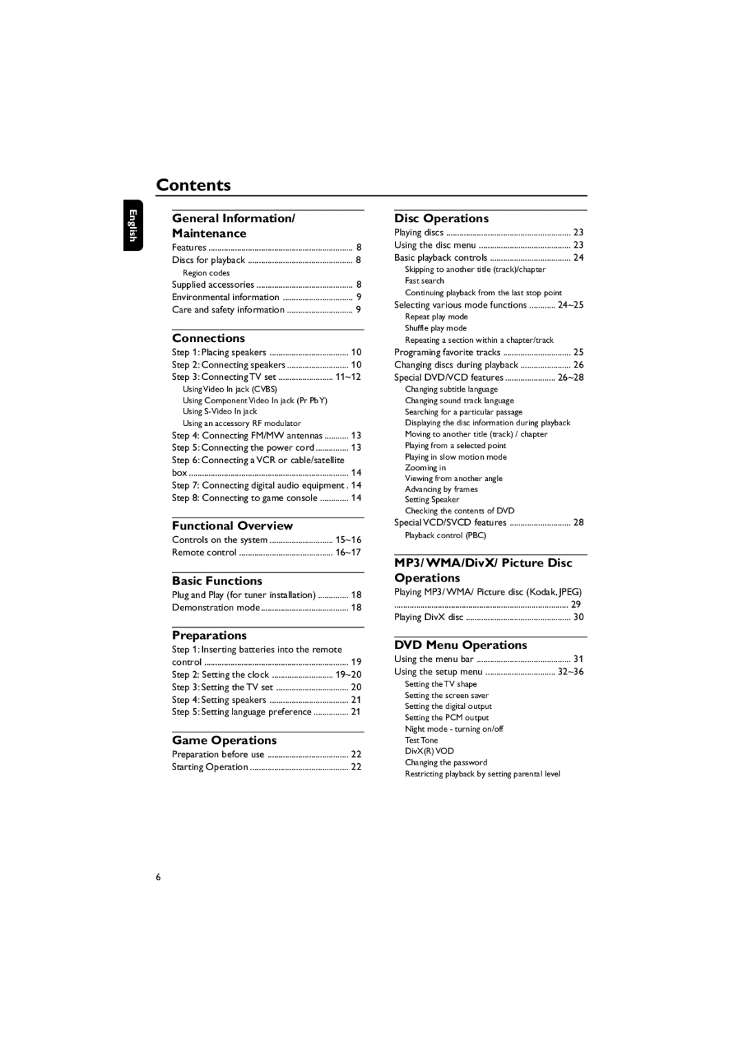 Philips FWD570 manual Contents 